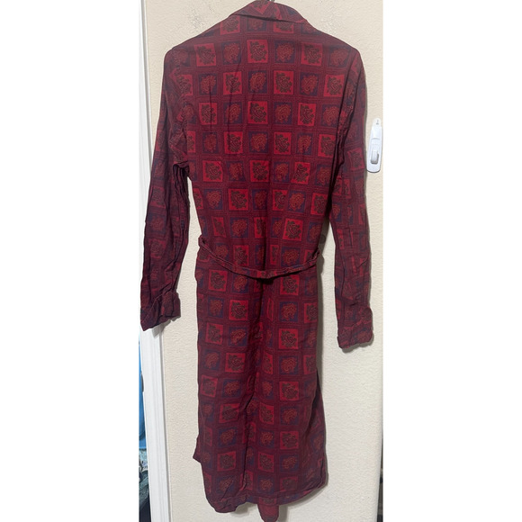 State O Maine Robe Mens S/M burgundy red paisley belted lightweight VTG 1950s - Picture 7 of 8